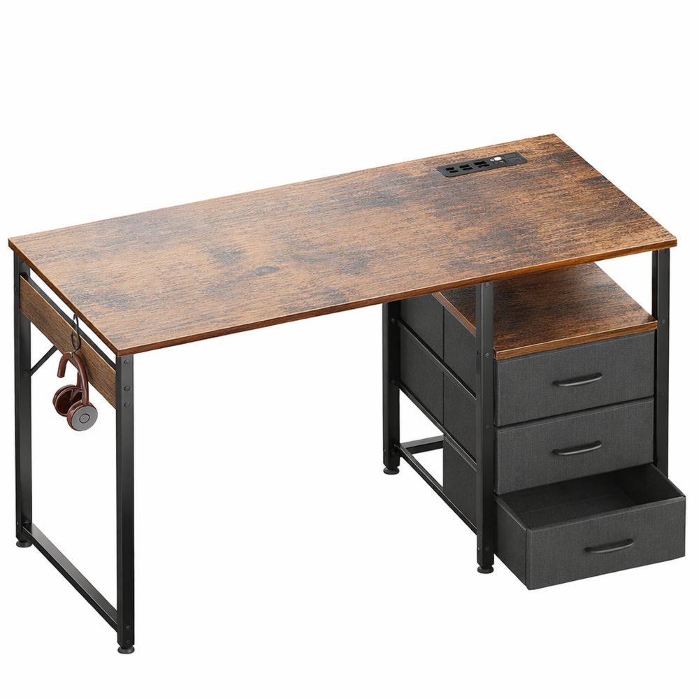 Moderner Schreibtisch mit Schubladen und USB-Anschlüssen für Home Office