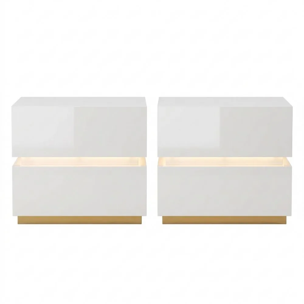 Nachttisch mit LED-Beleuchtung und kabelloser Ladestation