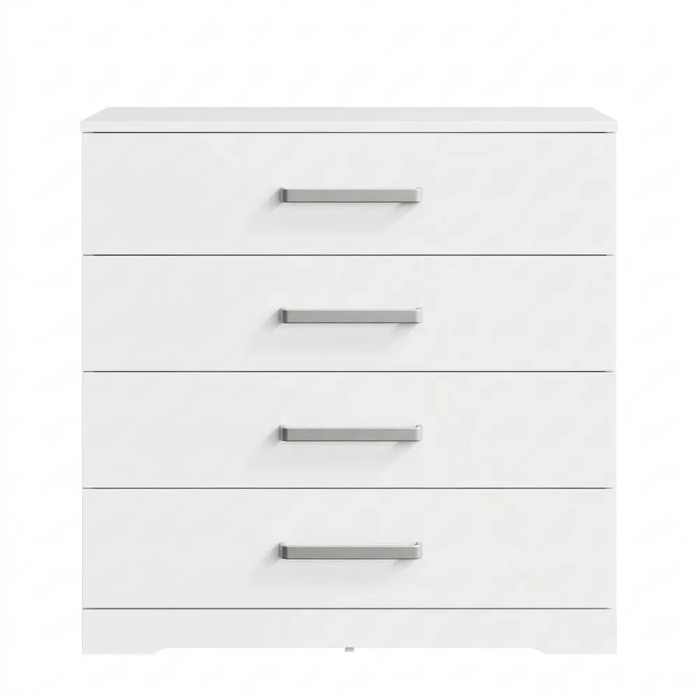Moderne Kommode mit 4 Schubladen und Metallgriffen, Weiß