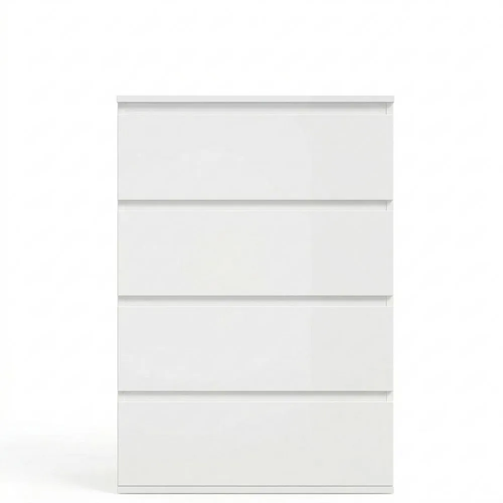 Weiße Kommode mit 4 Schubladen, Aufbewahrungsschrank für Zuhause