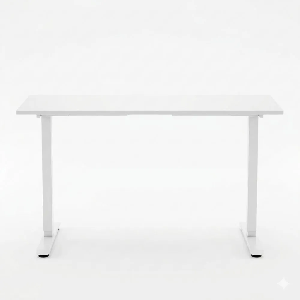 Elektrisch Höhenverstellbarer Schreibtisch mit Doppelschubladen, Ergonomischer Computertisch 100 x 60 cm, Weiß