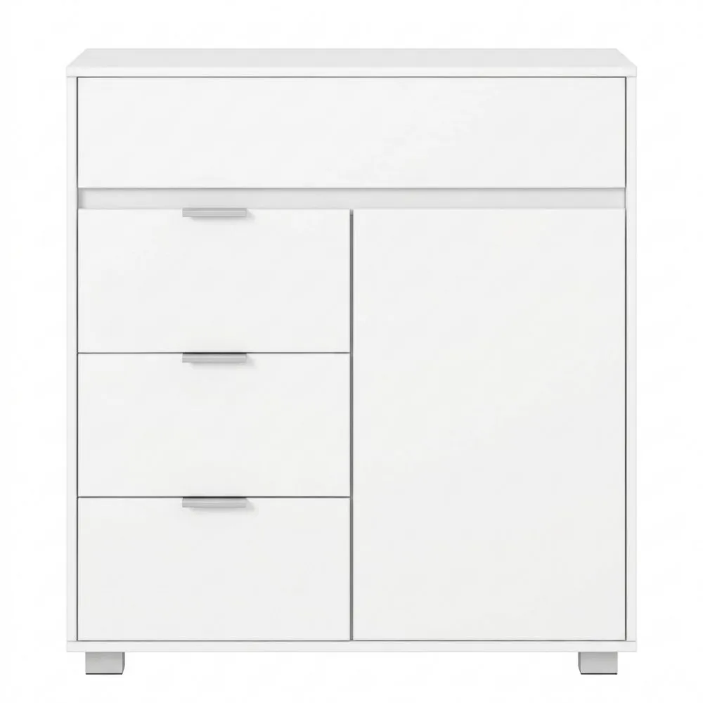 Moderner Badschrank mit verstellbaren Einlegeböden und Schubladen, Weiß, für Wohn- und Badezimmer