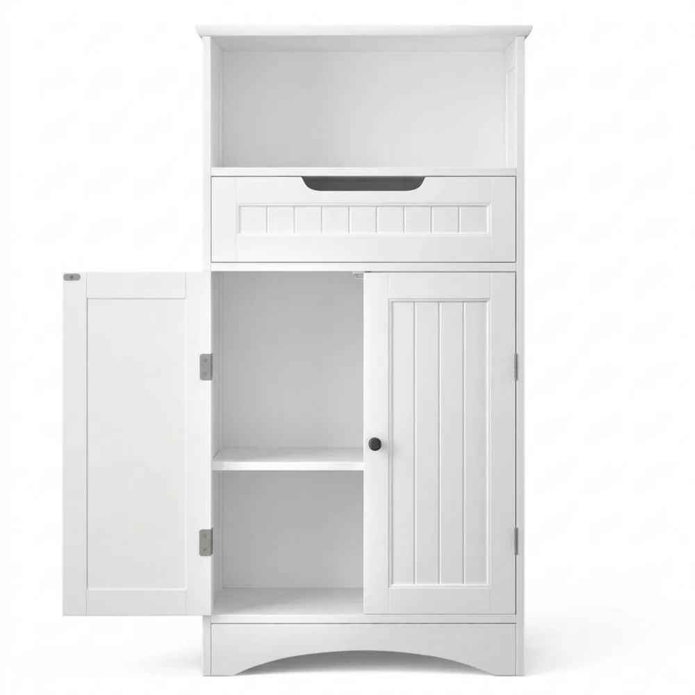 Hochschrank mit Schublade und verstellbaren Fächern, weiß 108x60x30 cm