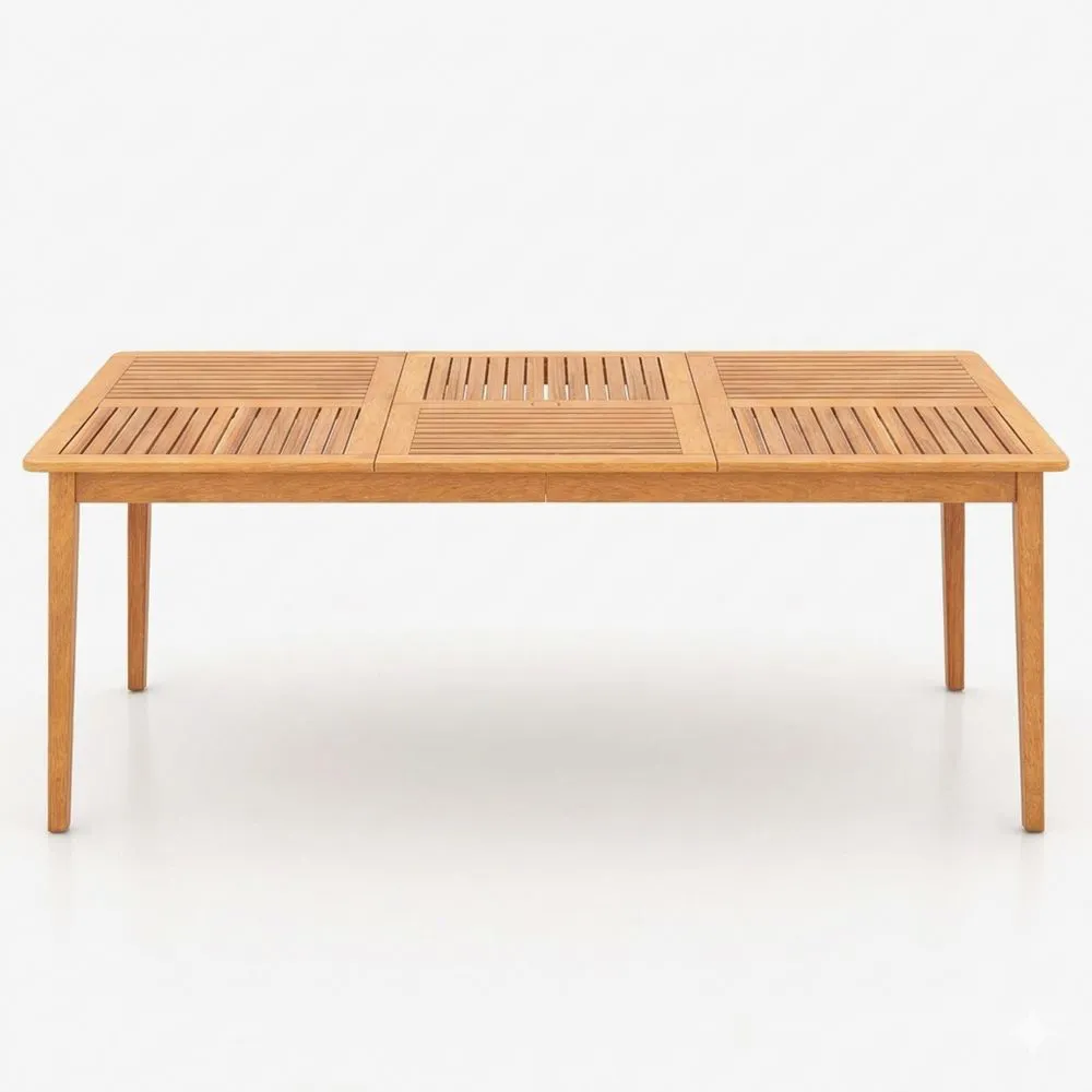 Rechteckiger Holztisch mit Schirmloch für 8 Personen, 200x90cm, ideal für Balkon und Terrasse