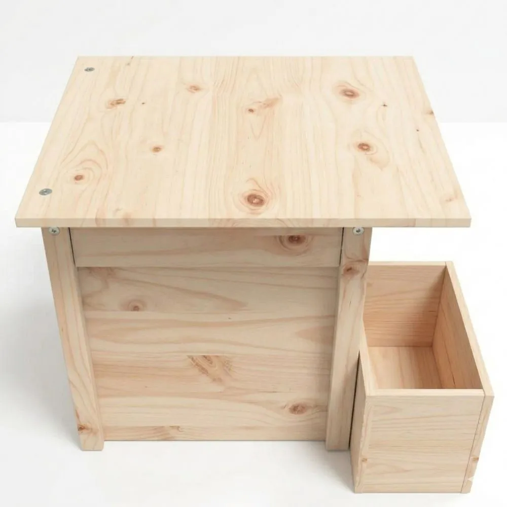 Moderner Esstisch für Garten und Terrasse, mit Verstellbarer Tischplatte aus Kiefernholz