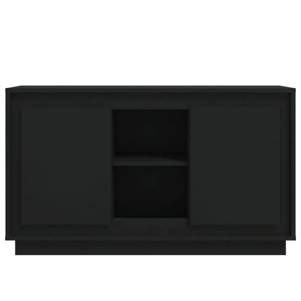 Rustikales Sideboard mit 6 Fächern und Schubladen, Schwarz, 102x35x60 cm, für Wohnzimmer und Küche