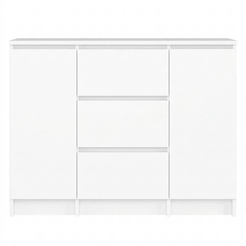 Moderne Kommode mit Schubladen und Türen, Weiß, für Wohn- und Schlafzimmer