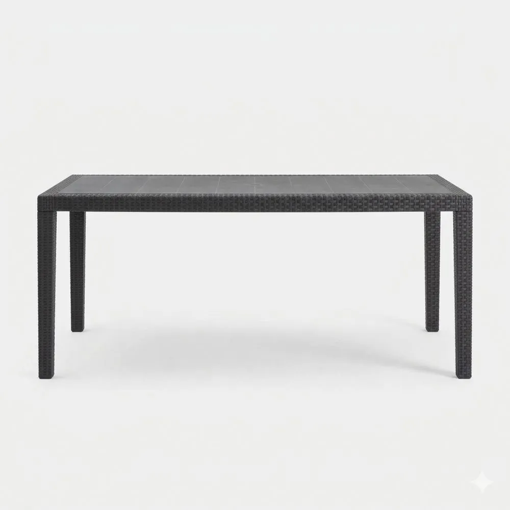 Ausziehbarer Gartentisch mit Rattan-Effekt, rechteckig, Anthrazit, wetterfest