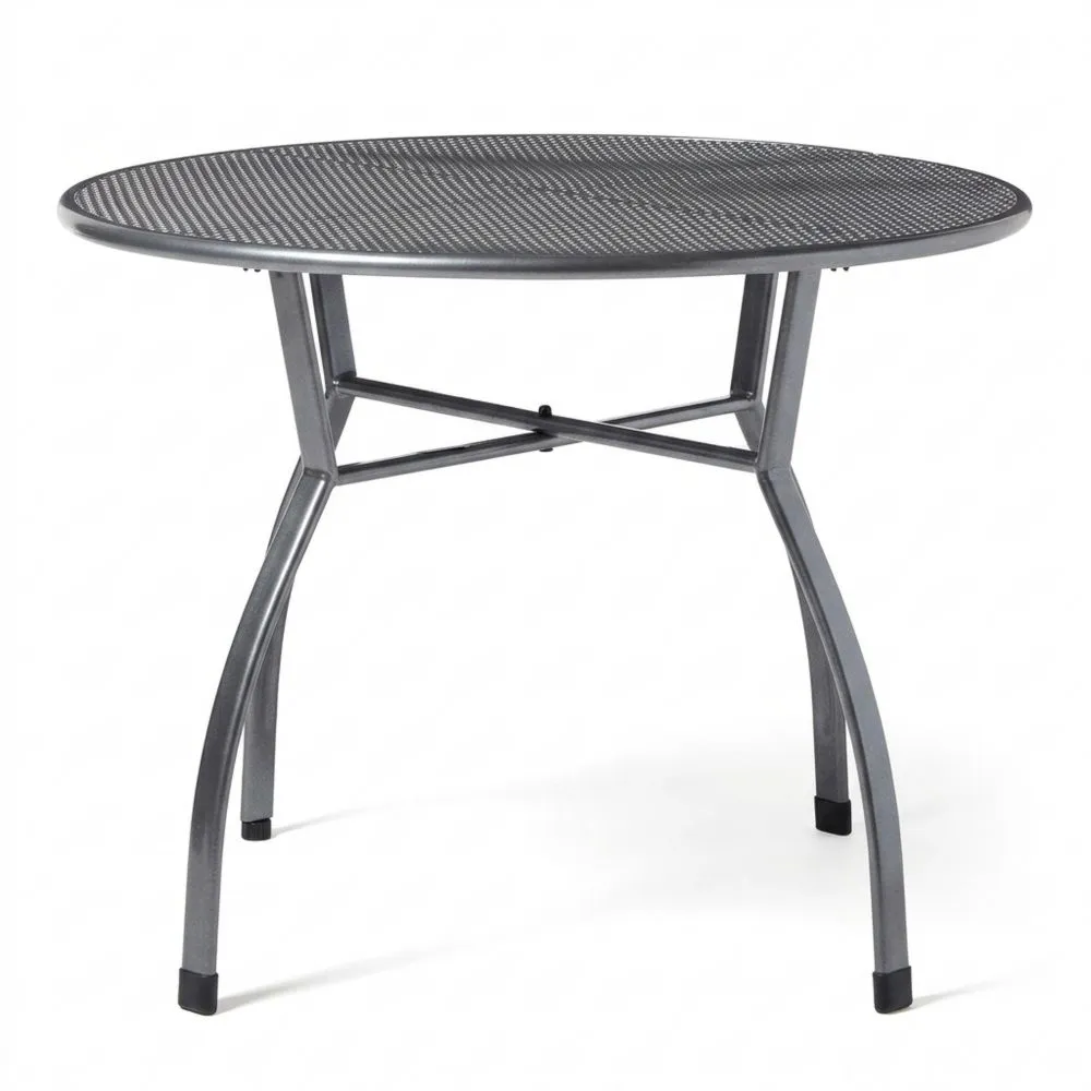 Runder Gartentisch aus Streckmetall, 100 cm, eisengrau