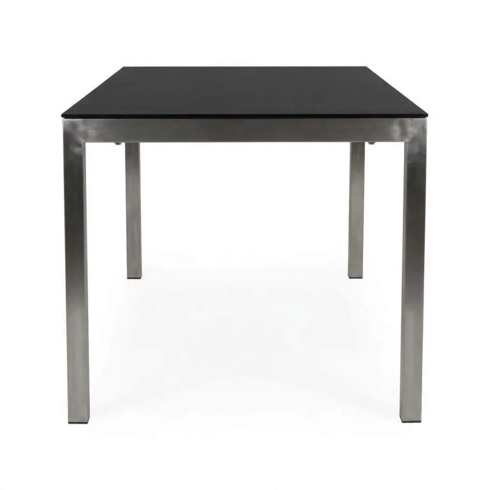 Ausziehbarer Gartentisch aus Edelstahl und Glas in Anthrazit