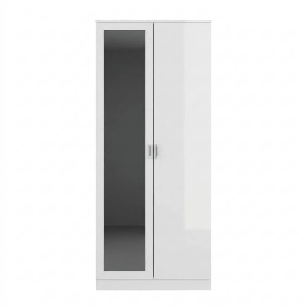 Vielseitiger Spiegelschrank, 2-türig, Weiß, passend für Schlafzimmer