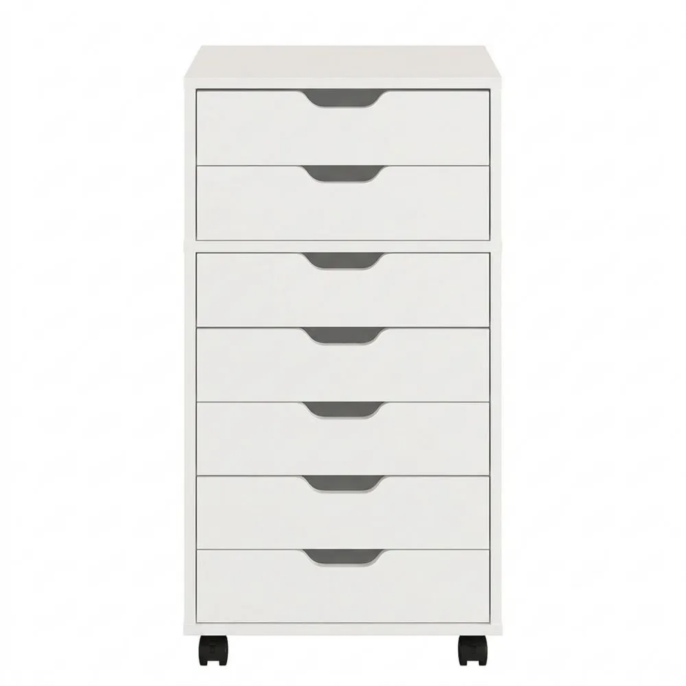 Mobiler Schubladenschrank mit 7 Schubladen Weiß für Büro