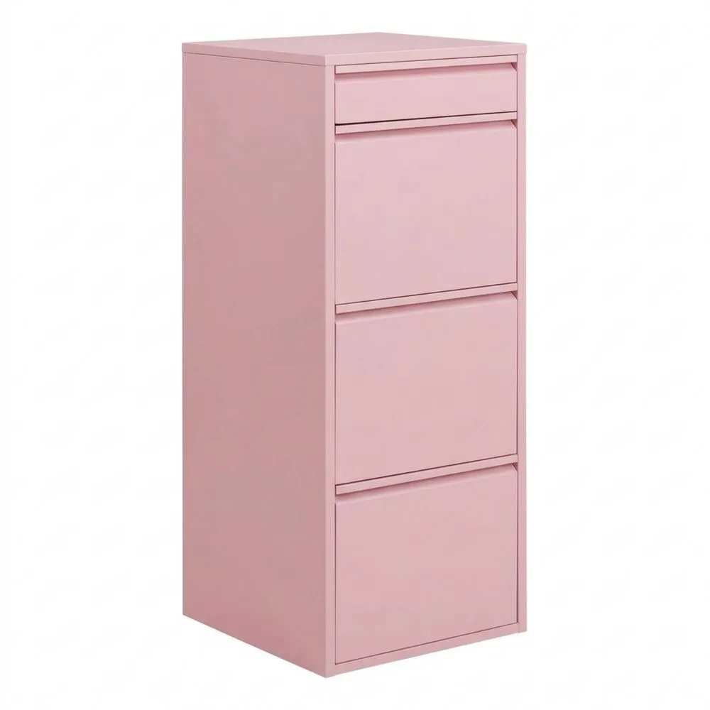 Schuhschrank Rosa mit 4 Klappen, Platz für 6 Paar, schmal und platzsparend