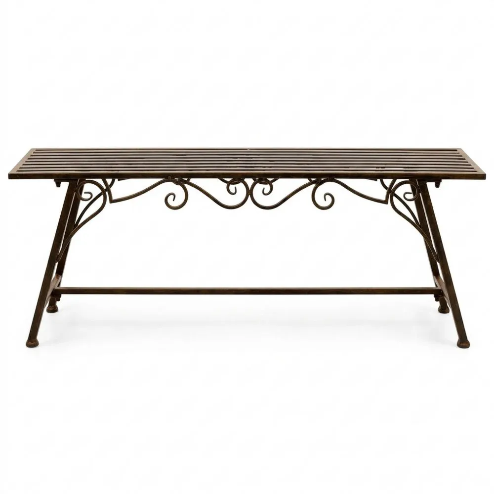 Wetterfeste Gartenbank Metall 120 cm mit Ornamenten, Antik-Design für Garten, Terrasse & Balkon