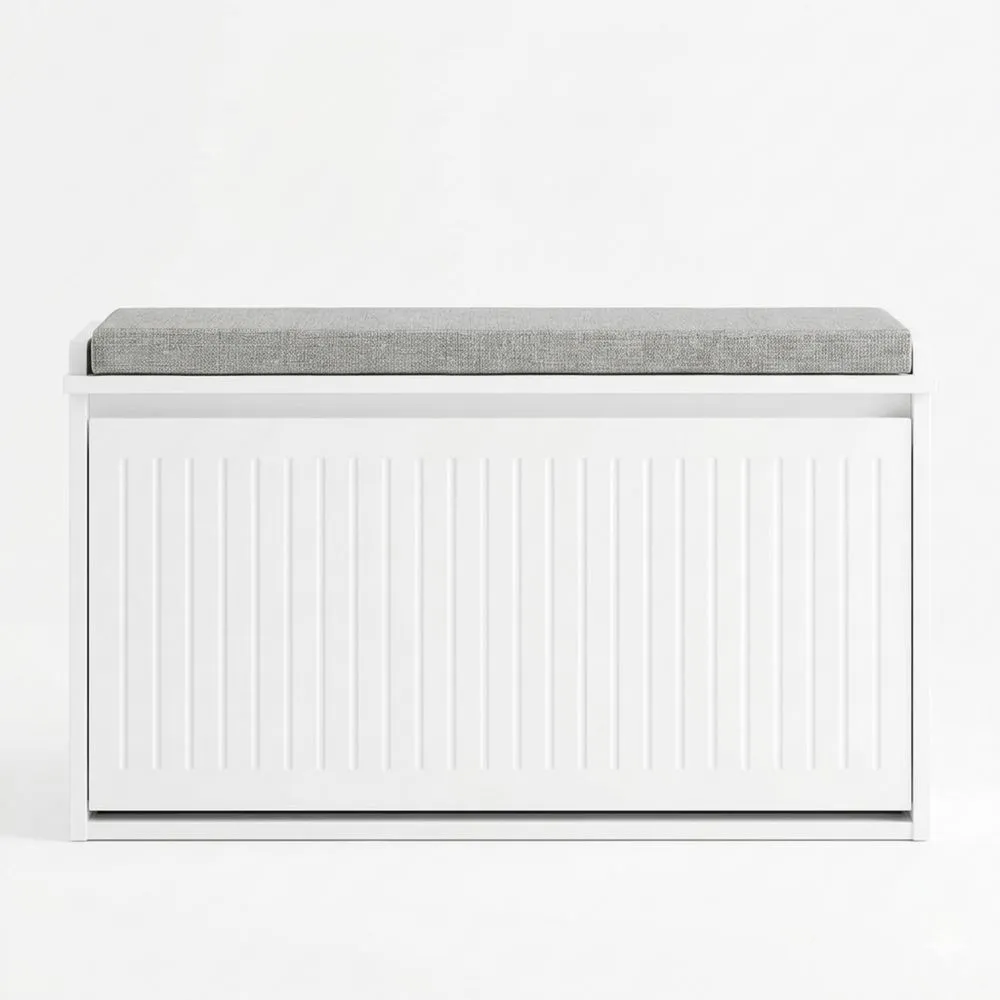 Kompakte Schuhbank mit Stauraum und Sitzfläche, Weiß, 80x26x45 cm