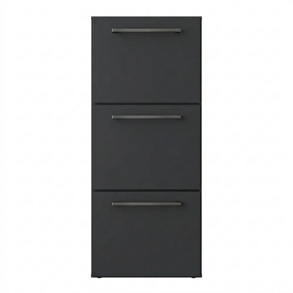 Moderner Schuhschrank mit 3 Fächern in Anthrazit Matt