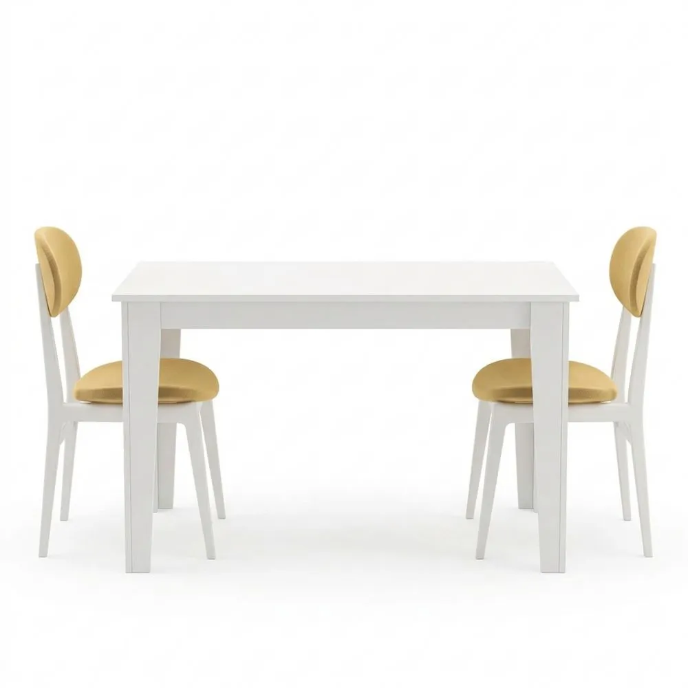 Moderner Esstisch für 4 Personen mit stabiler Tischplatte, 120 x 72 x 73,8 cm, in Weiß