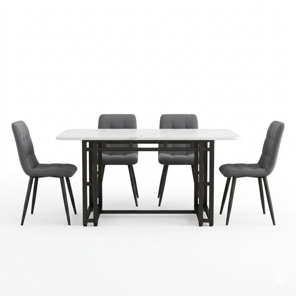 Moderner Esstisch mit Stühlen, Holzdesign für Esszimmer oder Büro