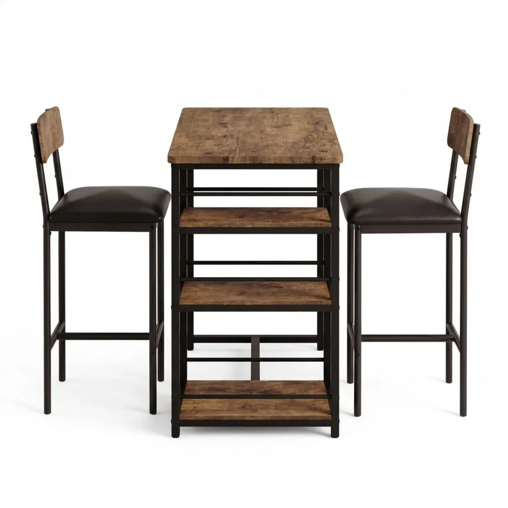 Moderner Bartisch mit Hockern - Inklusive Stauraumregale