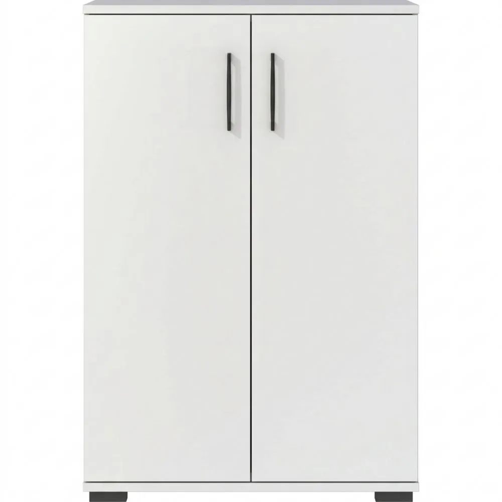 Lichtgrauer Aktenschrank mit Metallgriffen, 80 x 123 x 40 cm