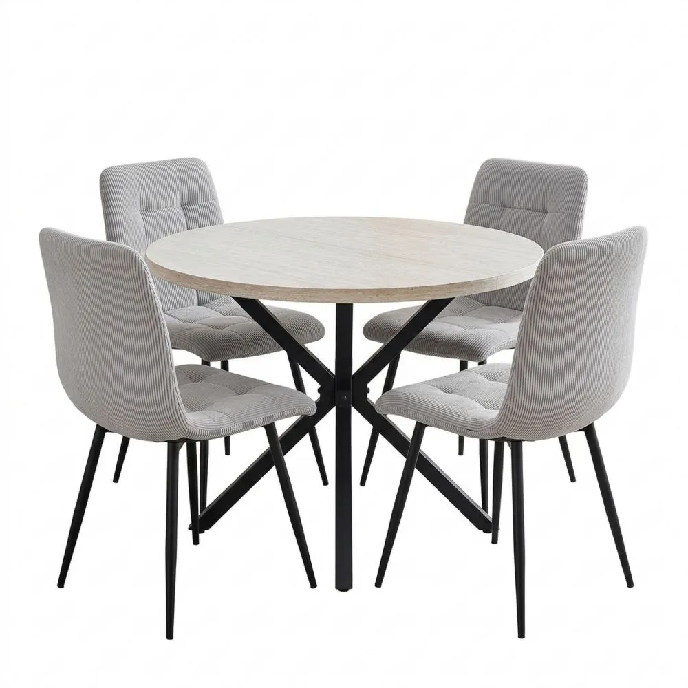 Rundes Esszimmer-Set aus Cord für Küche und Wohnzimmer