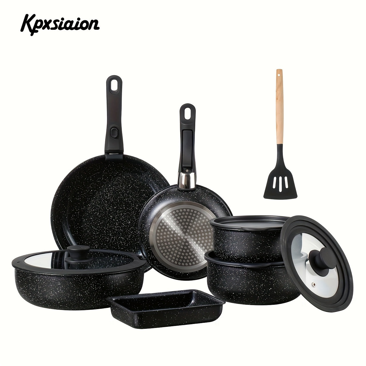 13pcs Nonstick Cookware Set with Removable Handle, Induction Compatible Pots and Pans Kit for RV Kitchen & Camping