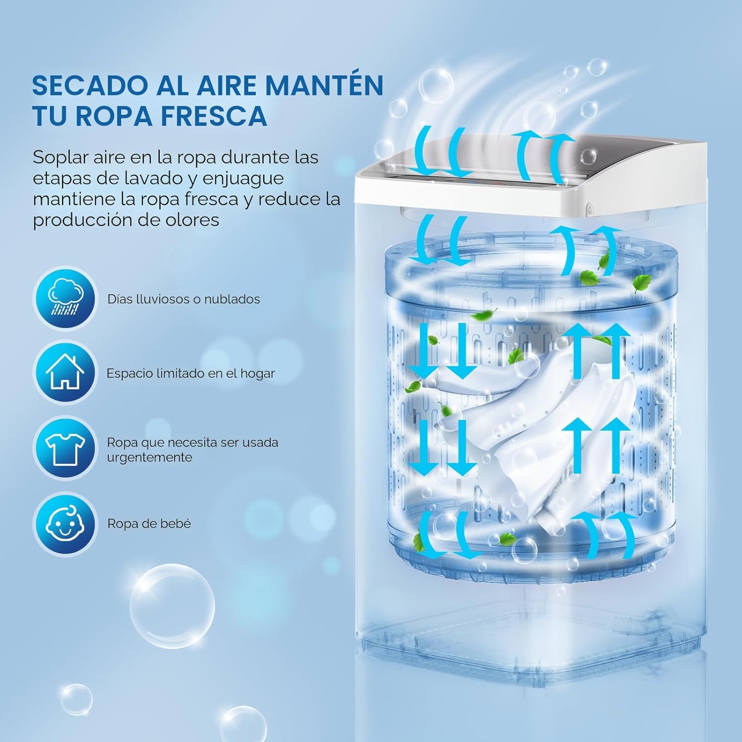 17.8LBS Portable Washing Machine Full-Automatic Electric Laundry Machine with Steel Drum