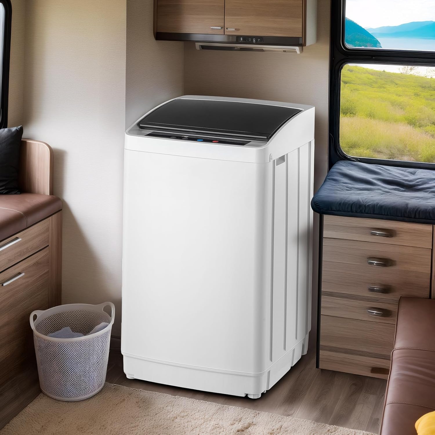 17.8LBS Portable Washing Machine Full-Automatic Electric Laundry Machine with Steel Drum