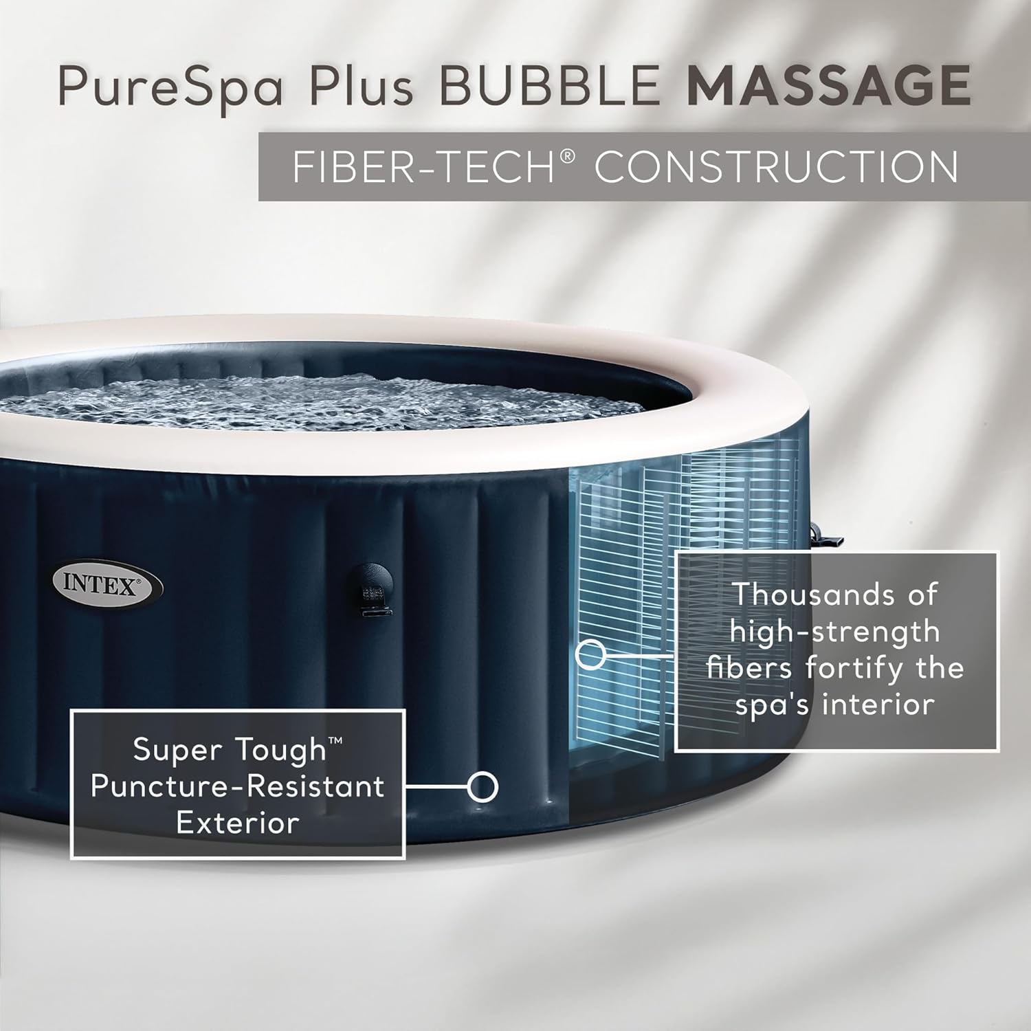 6 Person Round Inflatable Hot Tub, Bubble Massage Spa Set with Energy Efficient Cover, 2 Headrests, & LED Light, 85 in x 28 in