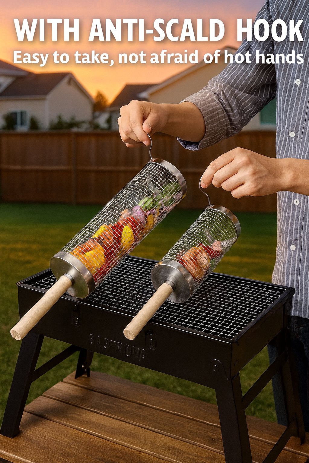 Stainless Steel Rolling Grill Basket