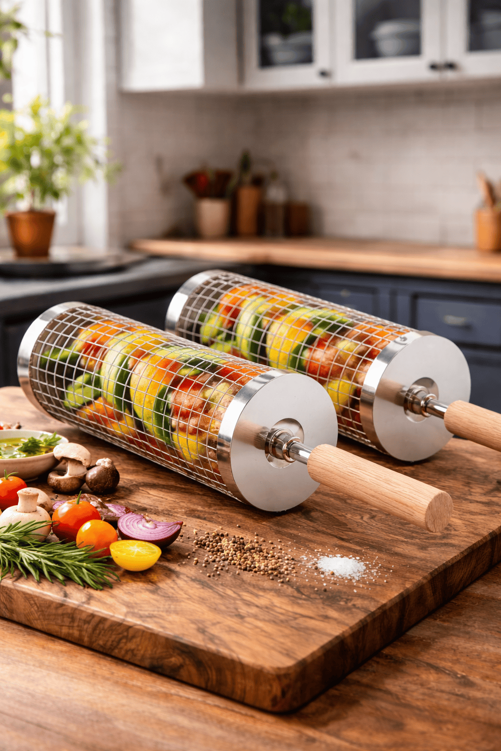 Stainless Steel Rolling Grill Basket