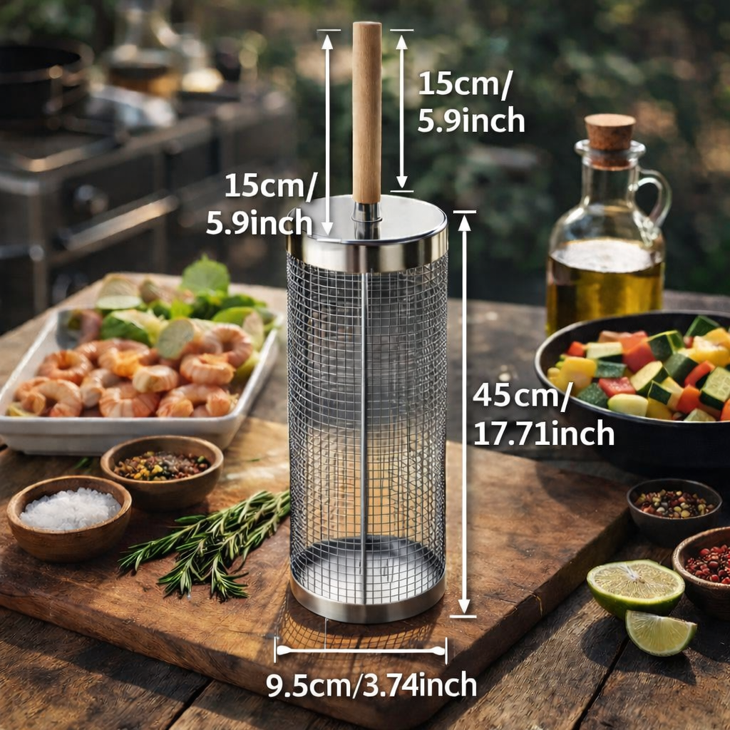 Stainless Steel Rolling Grill Basket
