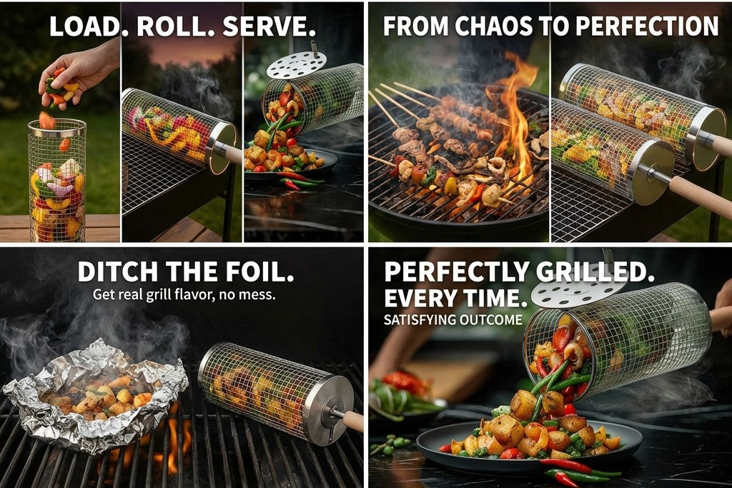 Stainless Steel Rolling Grill Basket