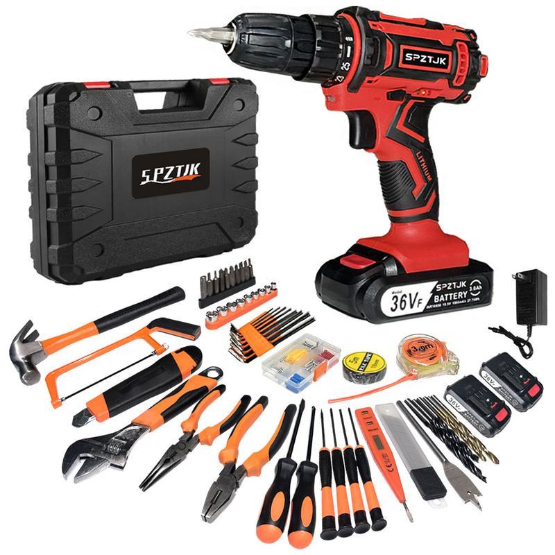 3-in-1 Impact Drill Full Tool Box | 36VF Battery Powered Drill Driver Kit for Home, Garage & Daily Repairs