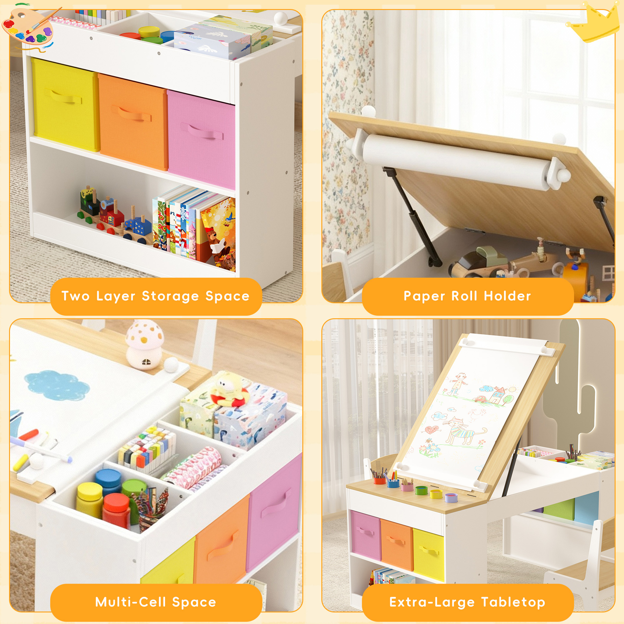 Reasea Kids Adjustable Activity Table and Chair Set,Kids Activity Center