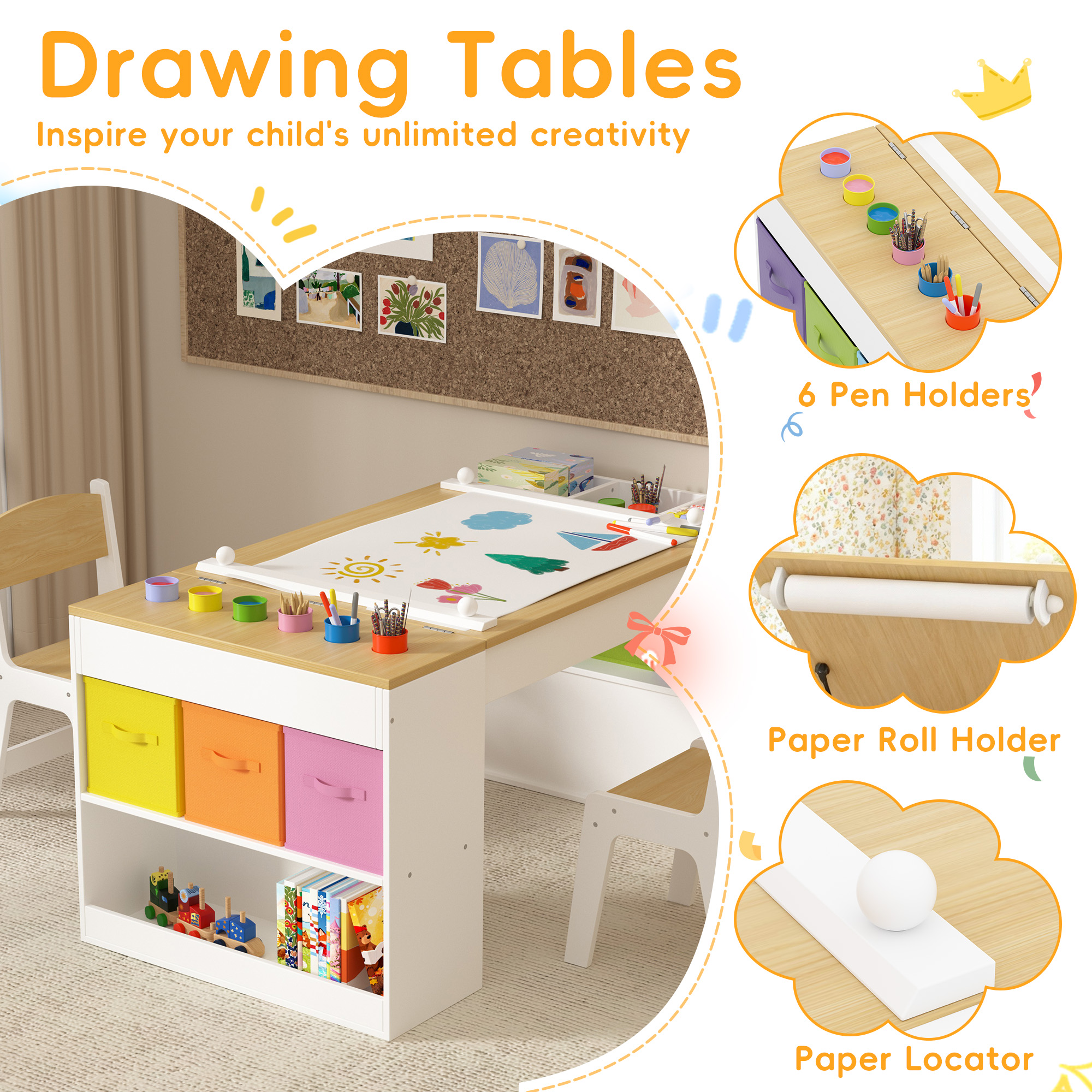Reasea Kids Adjustable Activity Table and Chair Set,Kids Activity Center