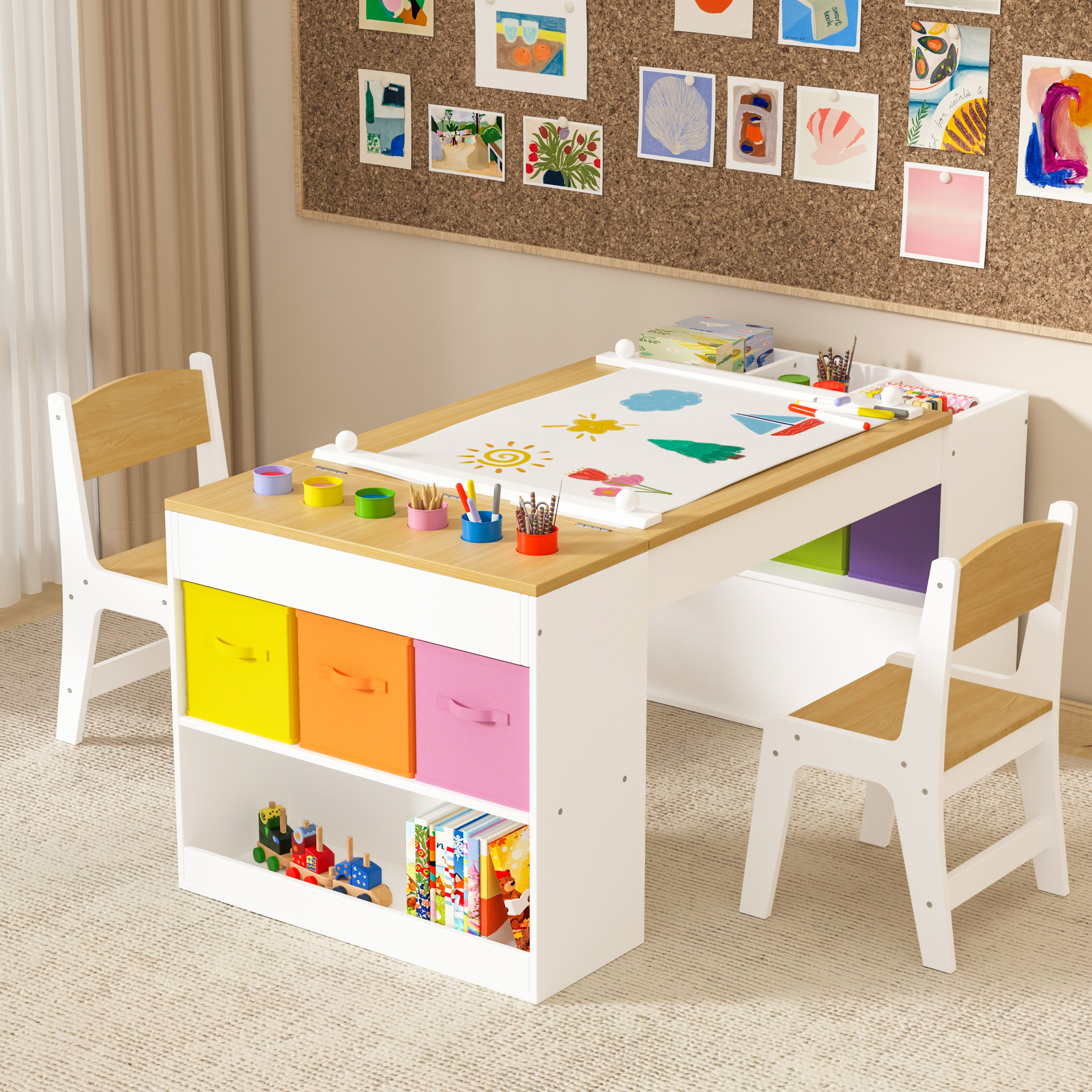 Reasea Kids Adjustable Activity Table and Chair Set,Kids Activity Center