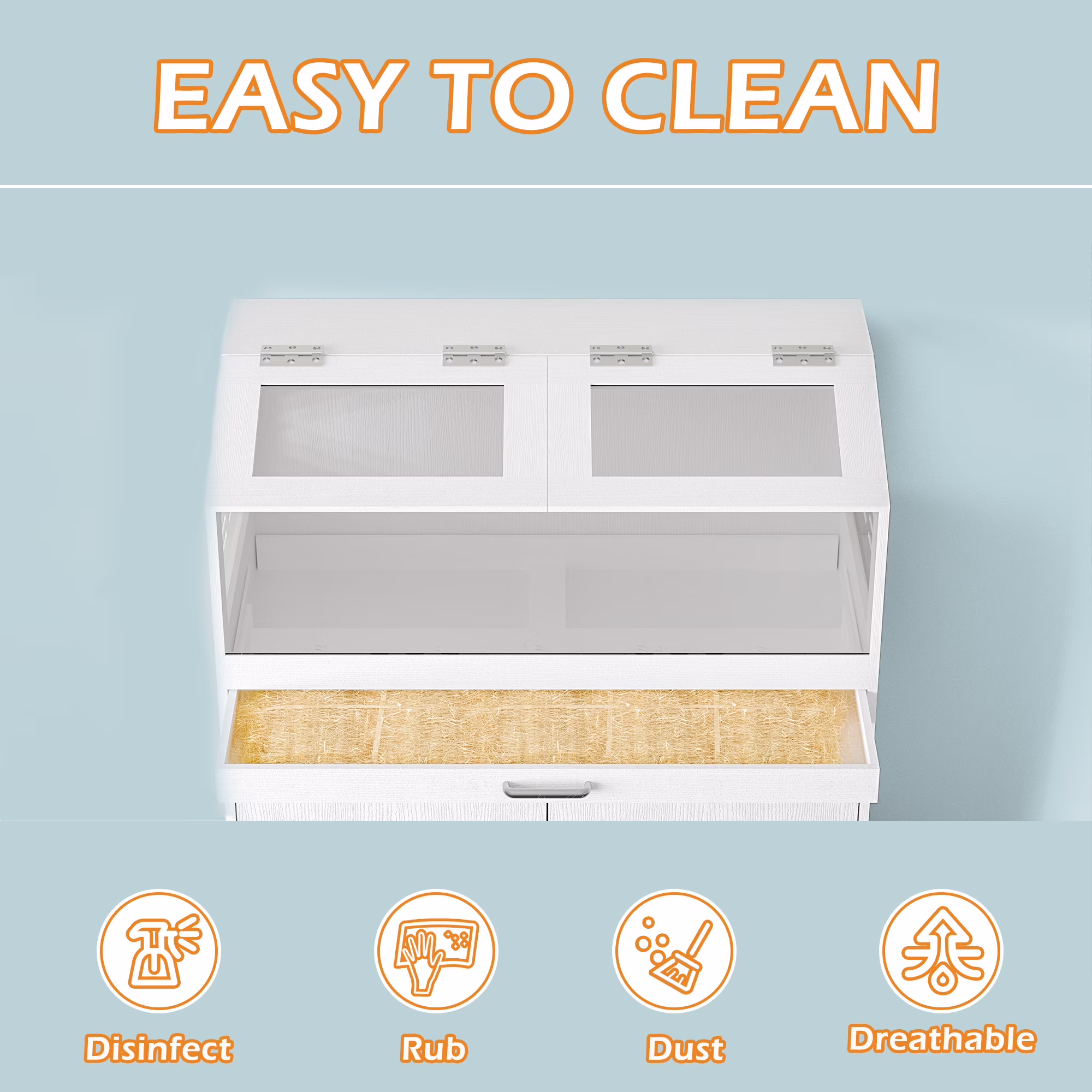 Reasea Multi-Purpose Small Animal Cage with Storage, Large Hamster & Guinea Pig Habitat, Easy View Acrylic Panels for Hamsters, Rabbits, Guinea Pigs, and Hedgehogs - White