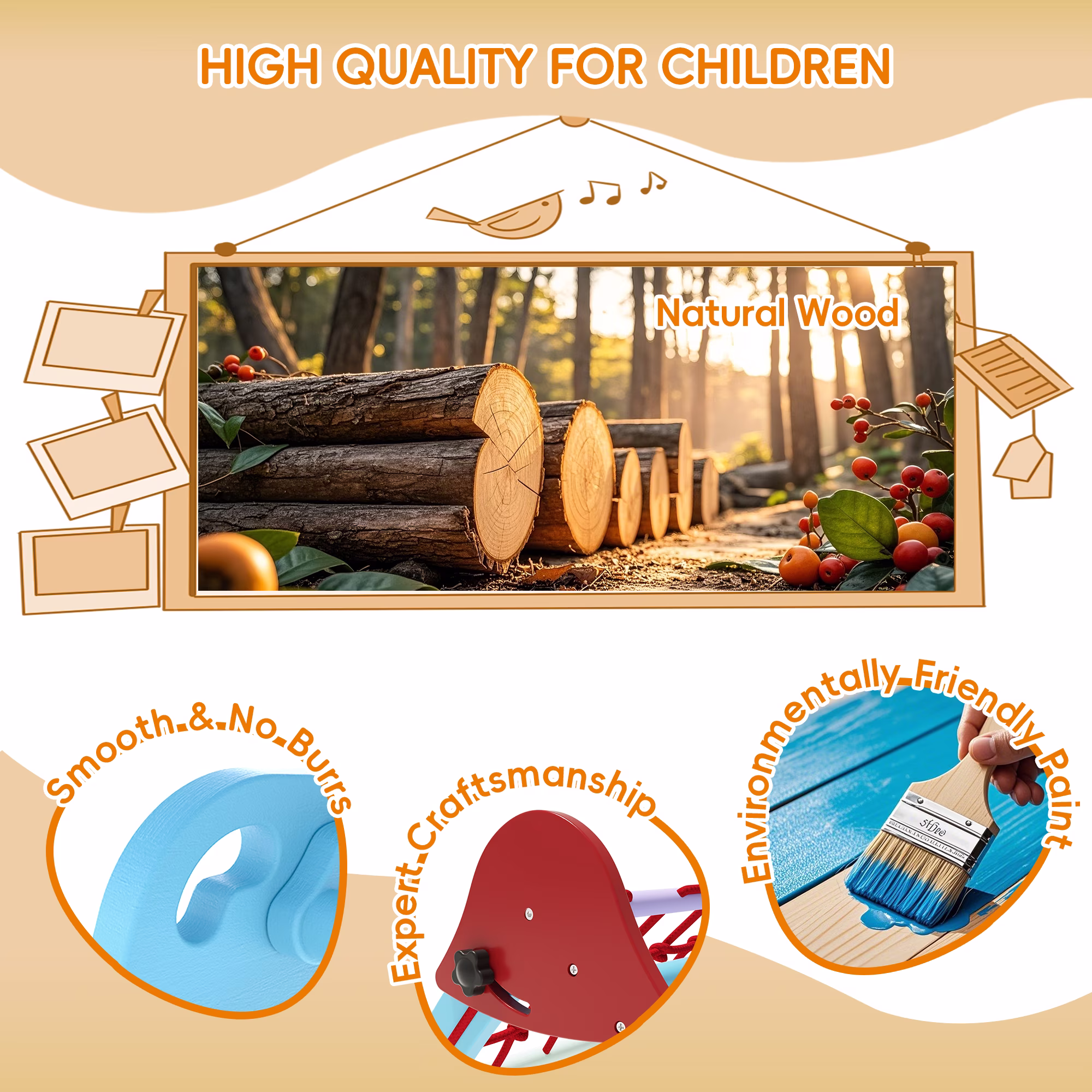 Reasea Pikler Triangle Climbing Set, Montessori 5-in-1 Kids Climbing Set, Indoor Jungle Gym for Baby, Toddlers, 3-Pieces
