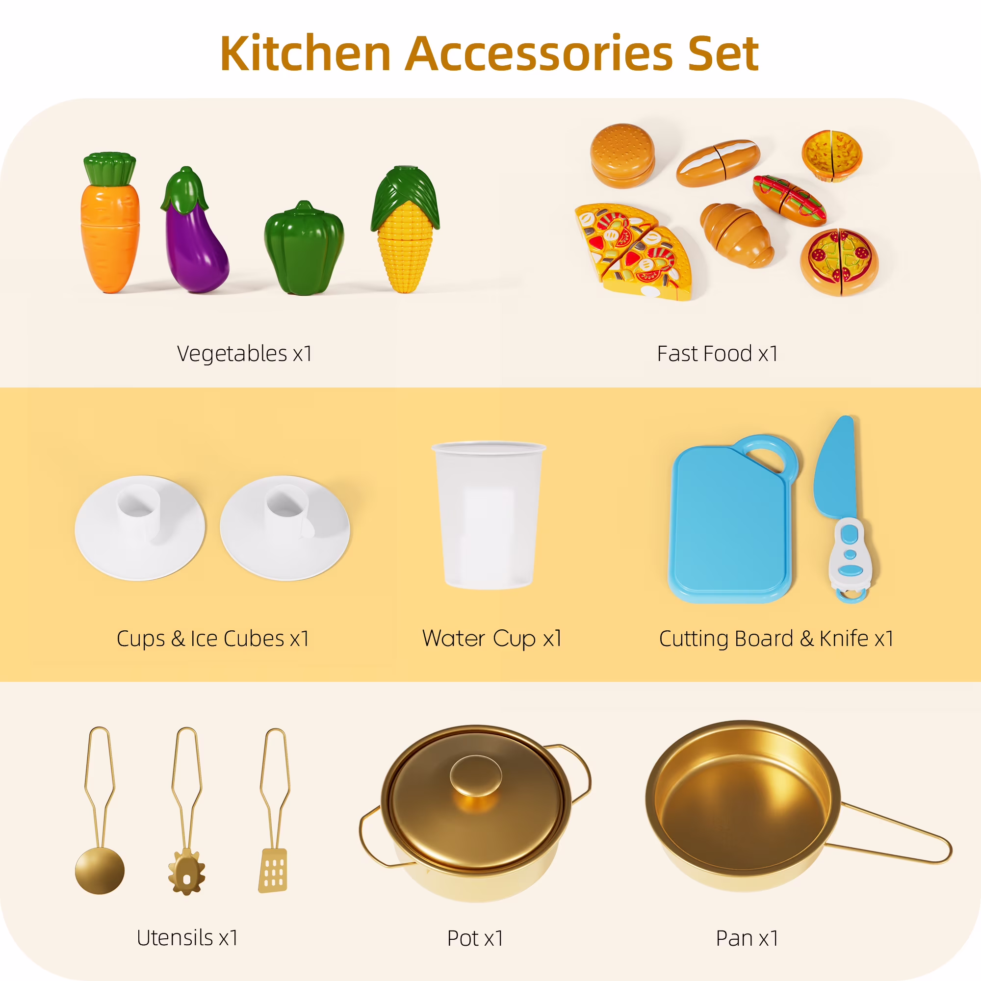 Reasea Play Kitchen for Kids, Wooden Kids Kitchen Playset with Realistic Lights & Sounds, Toy Kitchen Set with Smart Storage & Fun Accessories, Gift for Ages 3+