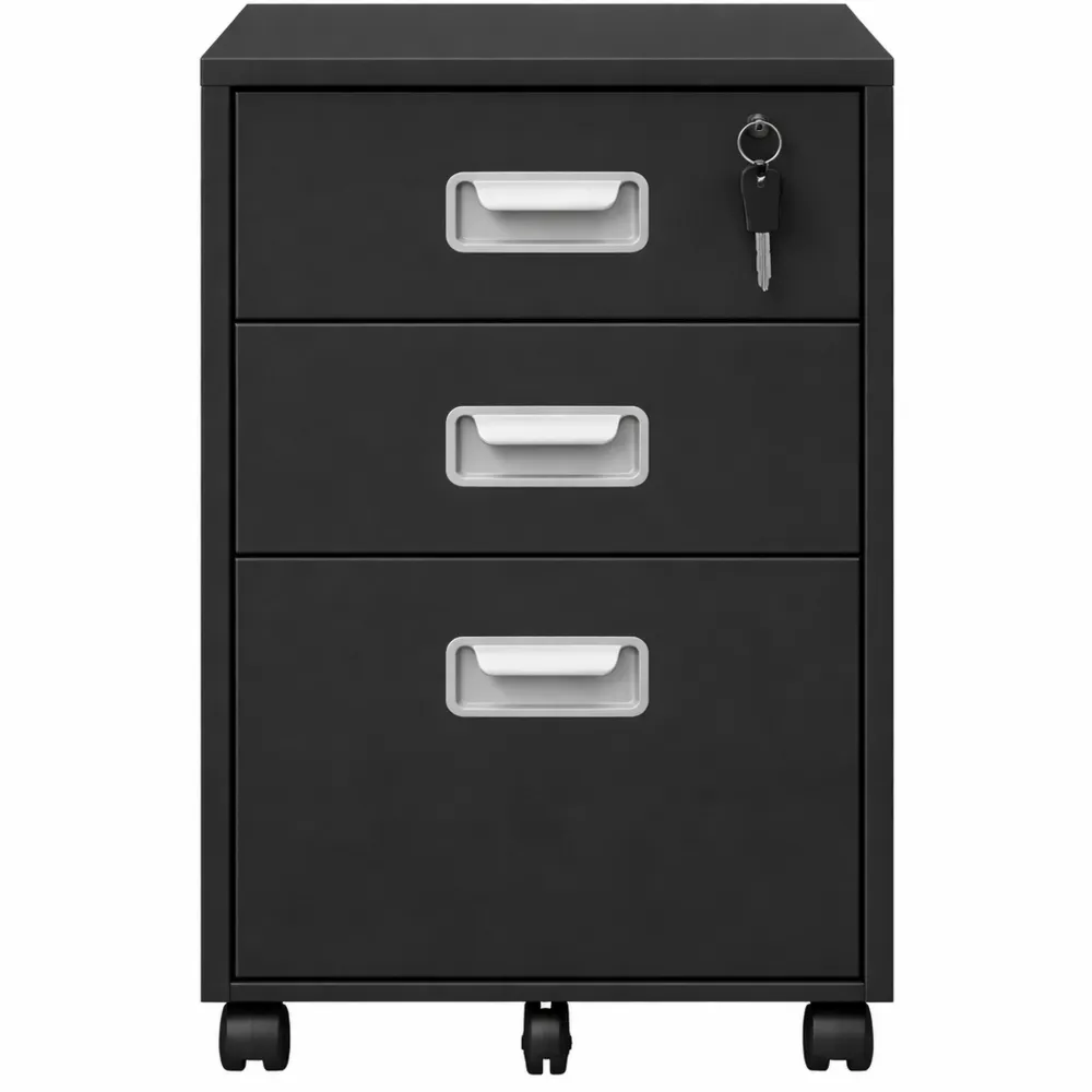 Cassettiera da Ufficio con 3 Cassetti Rimovibile con Ruote
