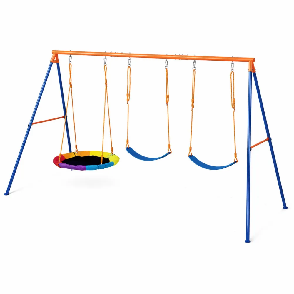 Altalena da Esterno per Bambini, Capacità 272 kg, Completa di Sedili e Telaio Resistente