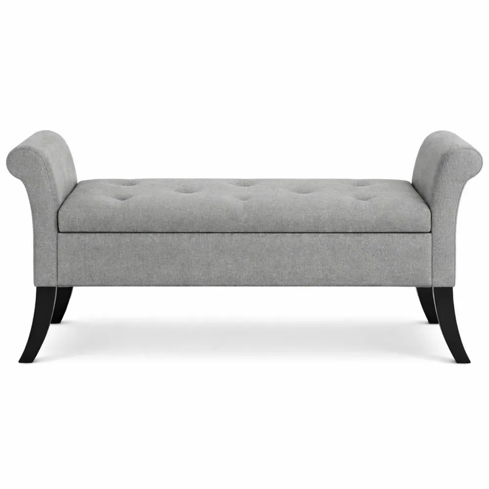 Cassapanca Contenitore con Braccioli e Vano Portaoggetti in Tessuto, Capacità 300 kg, Grigio Chiaro