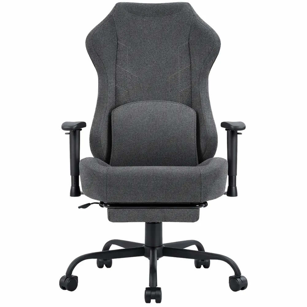 Sedia da gioco ergonomica con poggiapiedi e supporto lombare, tessuto traspirante, regolabile in altezza, per ufficio, 150 kg, grigio