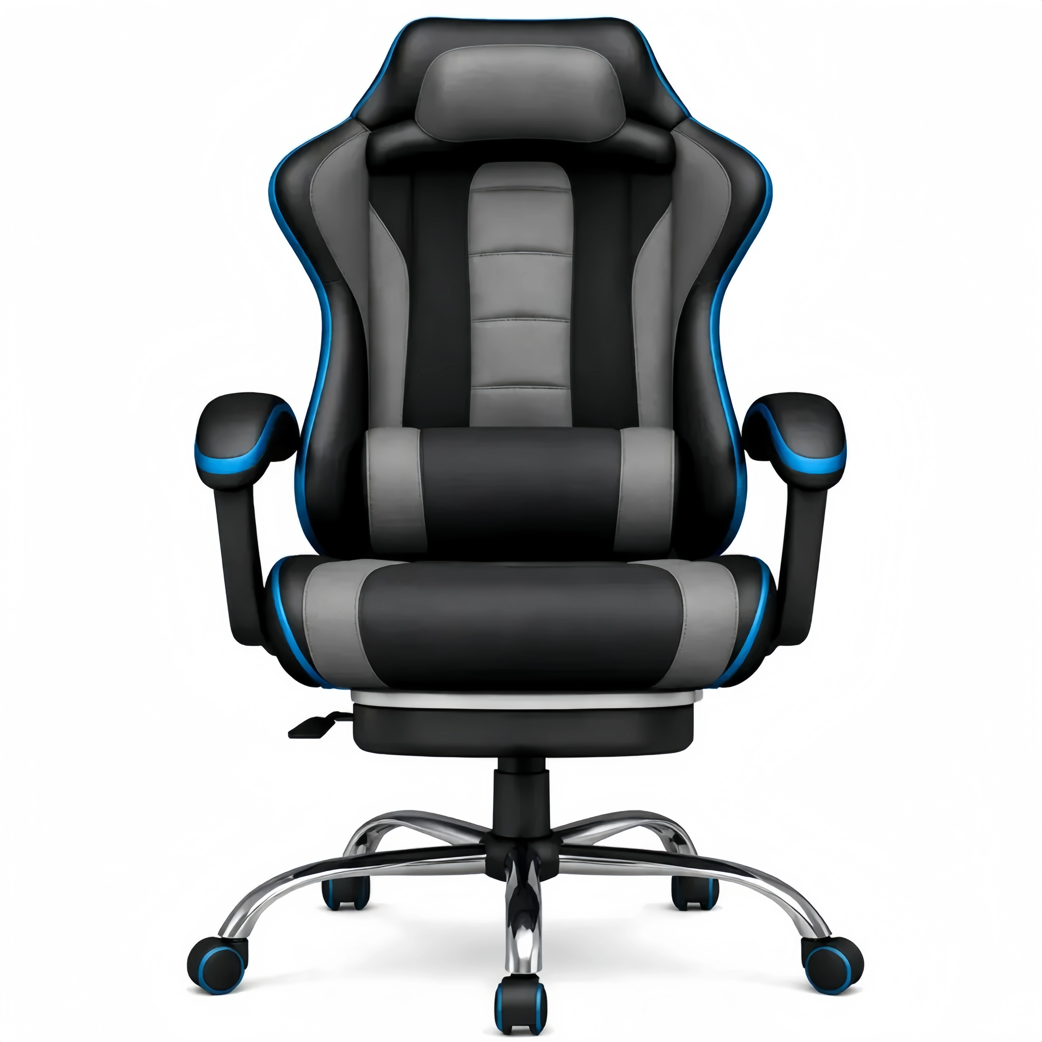 Sedia da Gaming Reclinabile con Massaggio e Poggiapiedi in Pelle Sintetica