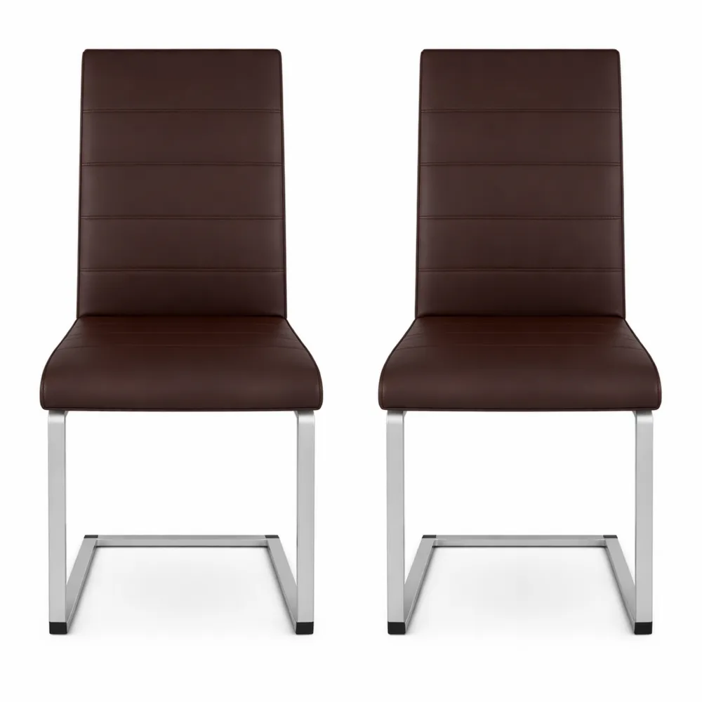 Set di 2 Sedie Sala da Pranzo Ergonomiche in Similpelle, Ideali per Cucina, Soggiorno e Camera da Letto - Marrone