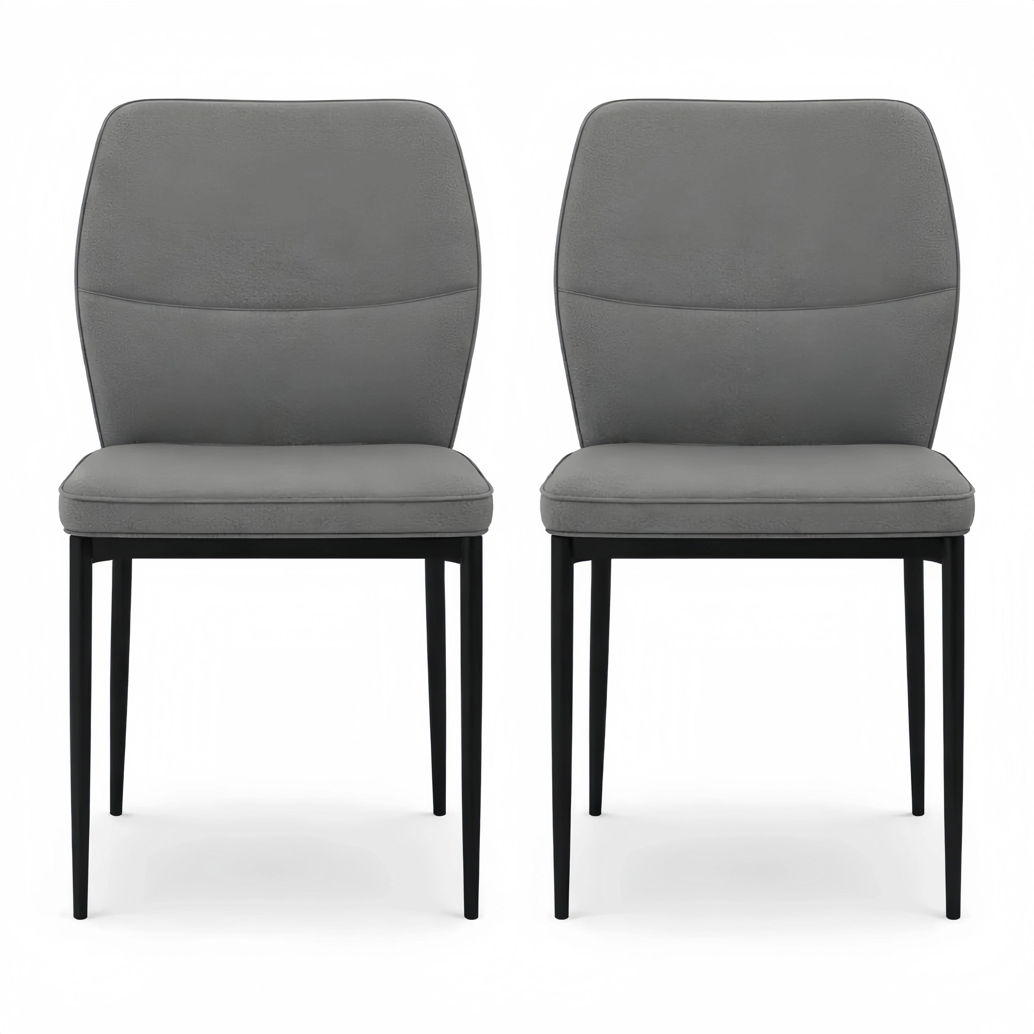 Set di 2 Sedie da Pranzo Imbottite in Velluto con Schienale Ergonomico, Grigio