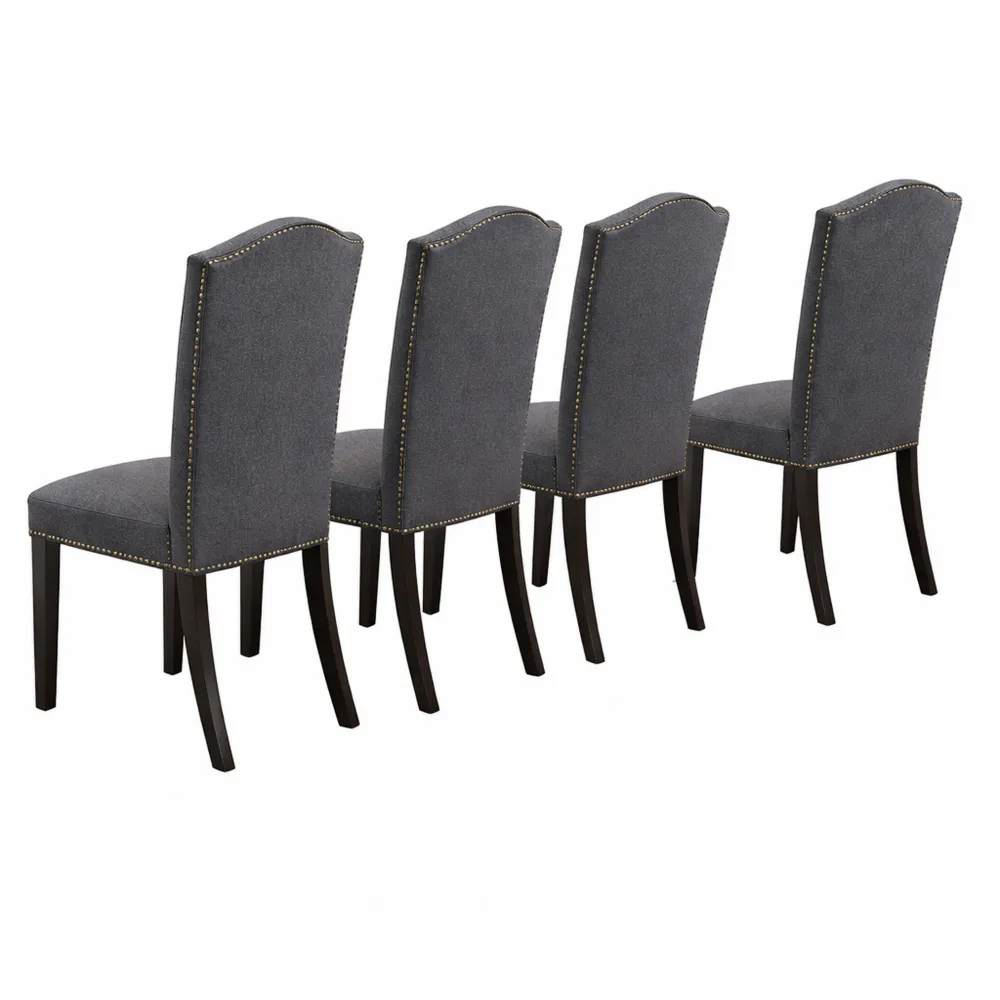 Set di 4 sedie da pranzo imbottite con gambe in legno massello