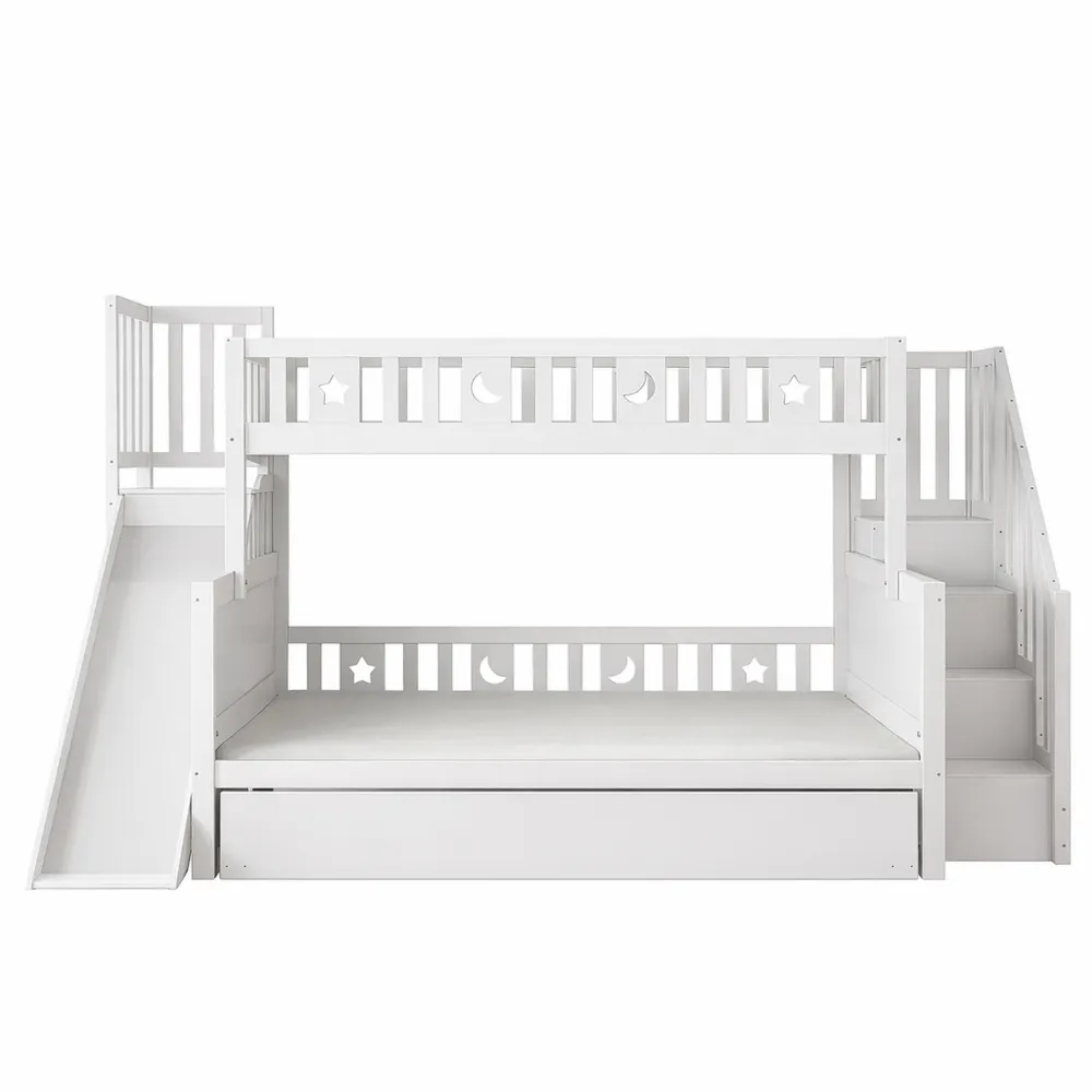 Letto a castello per bambini con scivolo e scala sicura in legno massello