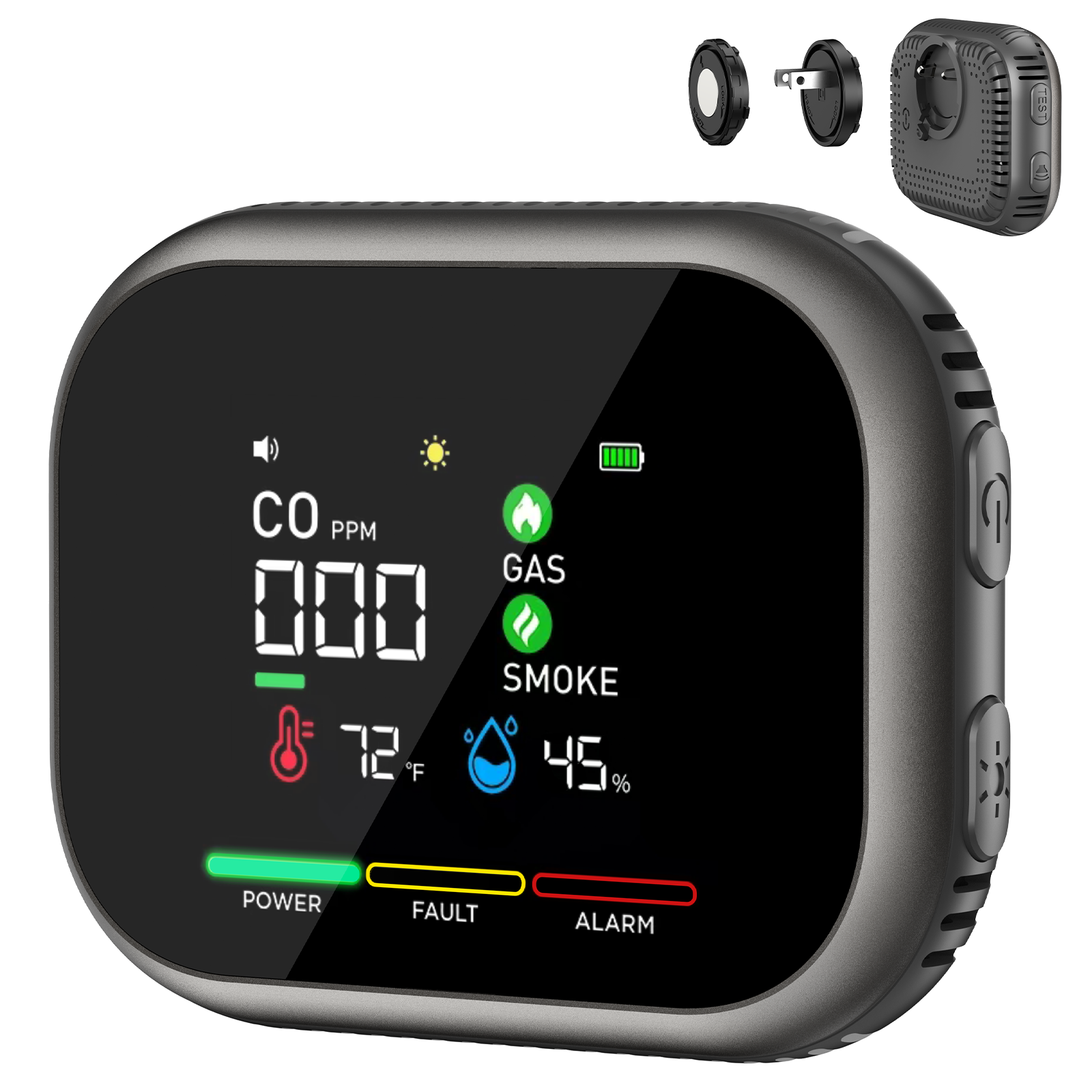 6 in 1 Carbon Monoxide Detectors Plug in 3pack for Home- Portable Gas & Smoke Alarm with Magnetic Mount for RV, Home & Camping - Digital Display, Battery Backup, Combustible Gas Leak Detection​-vasaiko shop